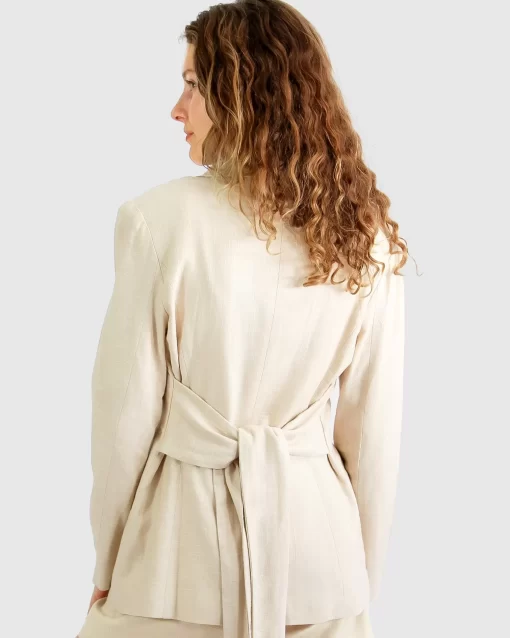 Belle & Bloom Synergy Wrap Blazer - Natural Clearance