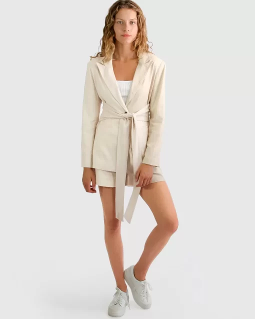 Belle & Bloom Synergy Wrap Blazer - Natural Clearance