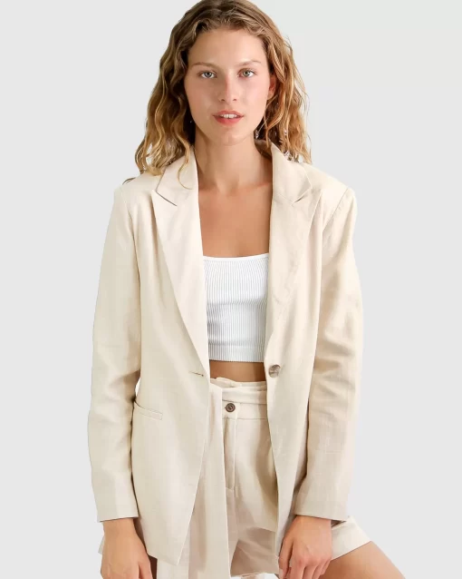 Belle & Bloom Synergy Wrap Blazer - Natural Clearance