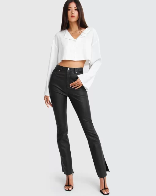 Belle & Bloom Take Me Out Pleather Pant - Black Outlet