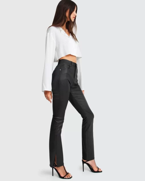 Belle & Bloom Take Me Out Pleather Pant - Black Outlet