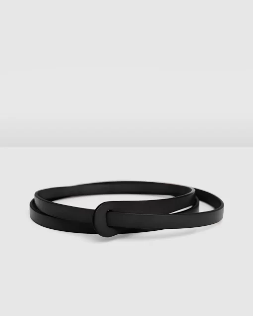 Belle & Bloom Tie The Knot Leather Belt - Black Cheap