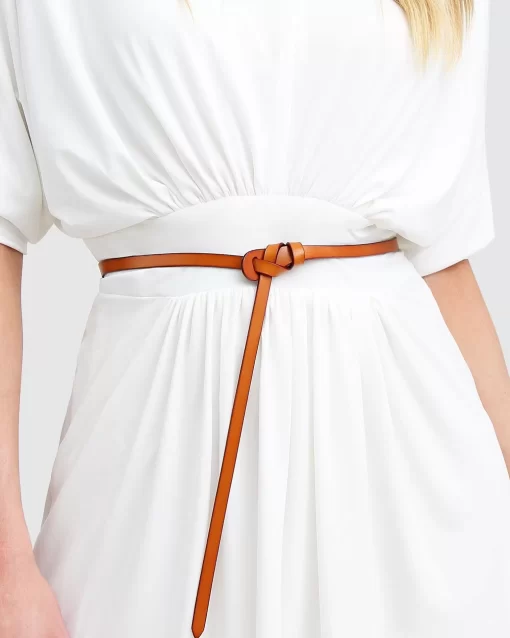 Belle & Bloom Tie The Knot Leather Belt - Brown Cheap