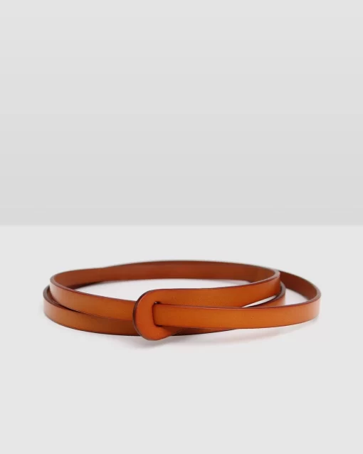 Belle & Bloom Tie The Knot Leather Belt - Brown Cheap