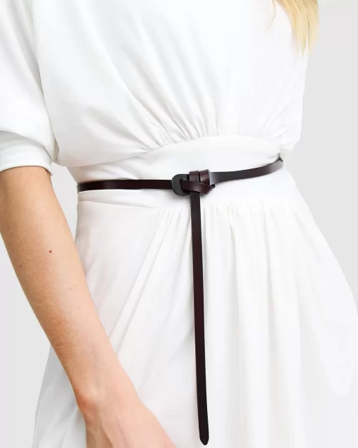 Belle & Bloom Tie The Knot Leather Belt - Espresso Cheap