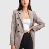 Belle & Bloom Too Cool For Work Plaid Blazer - Brown Sale