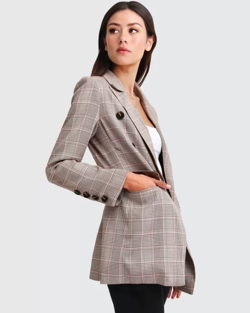 Belle & Bloom Too Cool For Work Plaid Blazer - Brown Best Sale