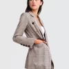 Belle & Bloom Too Cool For Work Plaid Blazer - Brown Sale