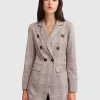 Belle & Bloom Too Cool For Work Plaid Blazer - Brown Best Sale