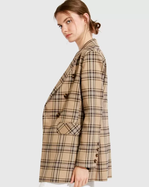 Belle & Bloom Too Cool For Work Plaid Blazer - Camel Best