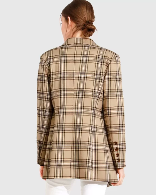 Belle & Bloom Too Cool For Work Plaid Blazer - Camel Best