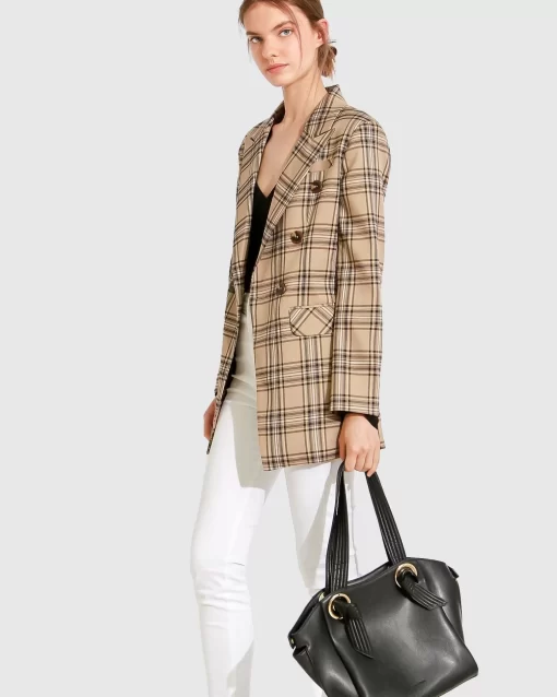 Belle & Bloom Too Cool For Work Plaid Blazer - Camel Best