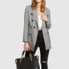 Belle & Bloom Too Cool For Work Plaid Blazer - Charcoal Online