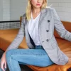 Belle & Bloom Too Cool For Work Plaid Blazer - Charcoal Online