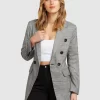 Belle & Bloom Too Cool For Work Plaid Blazer - Charcoal Online