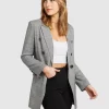 Belle & Bloom Too Cool For Work Plaid Blazer - Charcoal Online