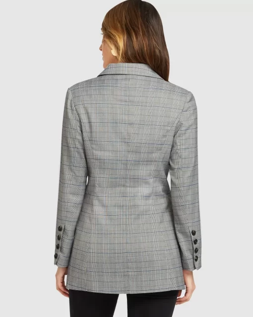 Belle & Bloom Too Cool For Work Plaid Blazer - Charcoal Online