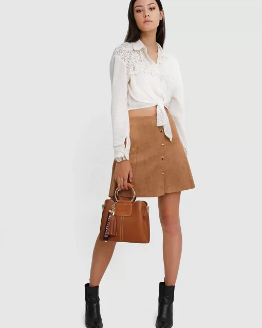 Belle & Bloom Twilight Leather Cross-Body Bag - Brown Online