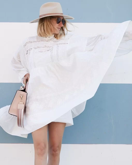 Belle & Bloom Unforgettable Oversized Lace Mini Dress - White Flash Sale