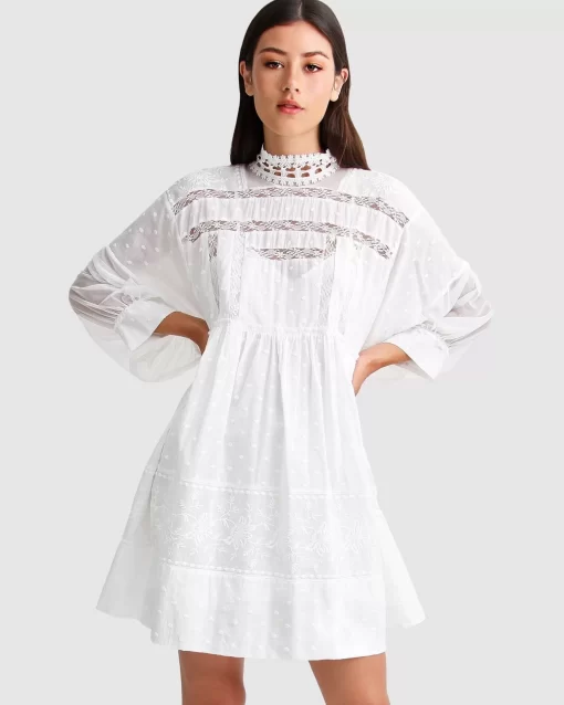 Belle & Bloom Unforgettable Oversized Lace Mini Dress - White Shop