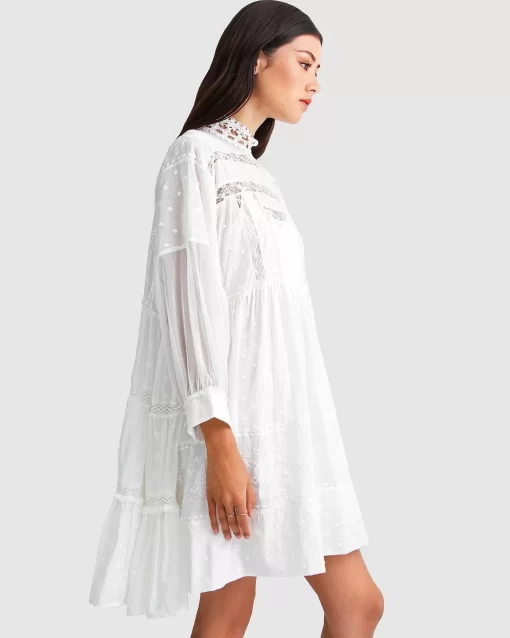 Belle & Bloom Unforgettable Oversized Lace Mini Dress - White Shop