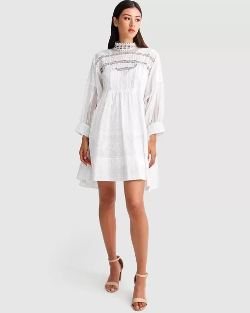 Belle & Bloom Unforgettable Oversized Lace Mini Dress - White Shop