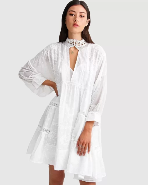 Belle & Bloom Unforgettable Oversized Lace Mini Dress - White Shop