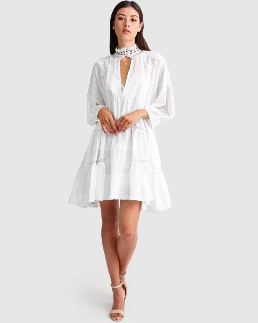 Belle & Bloom Unforgettable Oversized Lace Mini Dress - White Flash Sale