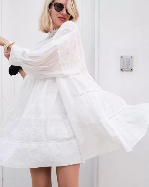 Belle & Bloom Unforgettable Oversized Lace Mini Dress - White Flash Sale