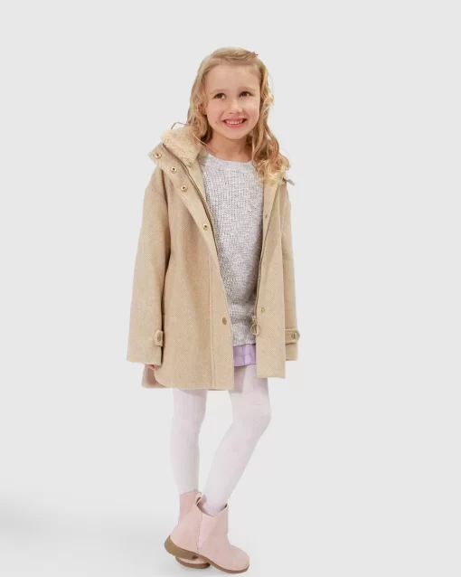 Belle & Bloom When I Grow Up Detachable Hooded Coat - Pale Oat New