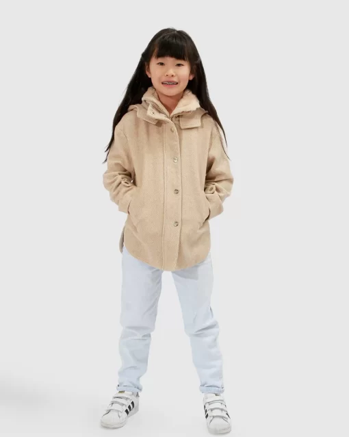 Belle & Bloom When I Grow Up Detachable Hooded Coat - Pale Oat New