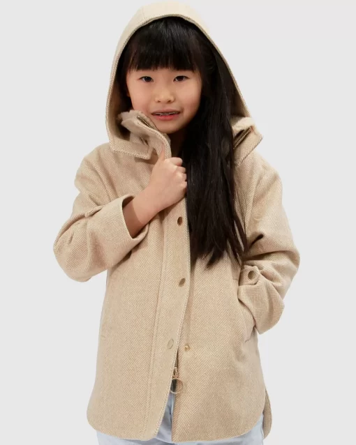 Belle & Bloom When I Grow Up Detachable Hooded Coat - Pale Oat New