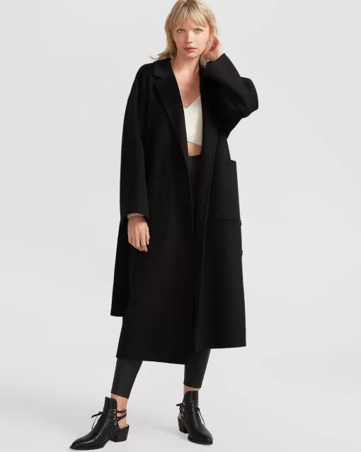 Belle & Bloom Wide Awake Split Hem Overcoat - Black Hot