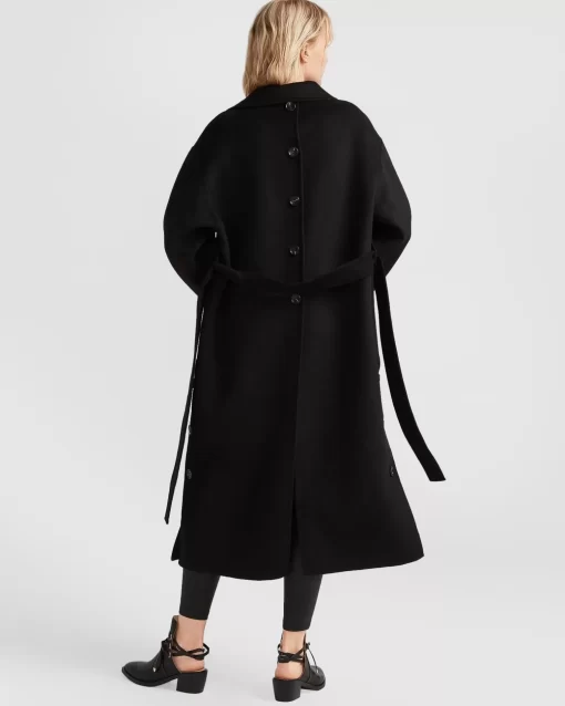 Belle & Bloom Wide Awake Split Hem Overcoat - Black Hot