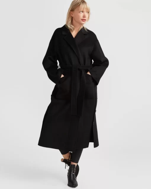 Belle & Bloom Wide Awake Split Hem Overcoat - Black Hot