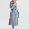 Belle & Bloom Wide Awake Split Hem Overcoat - Denim Blue Hot