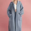 Belle & Bloom Wide Awake Split Hem Overcoat - Denim Blue Hot