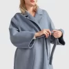 Belle & Bloom Wide Awake Split Hem Overcoat - Denim Blue Hot