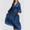 Belle & Bloom Window Seat Tiered Maxi Dress - Blue Sale