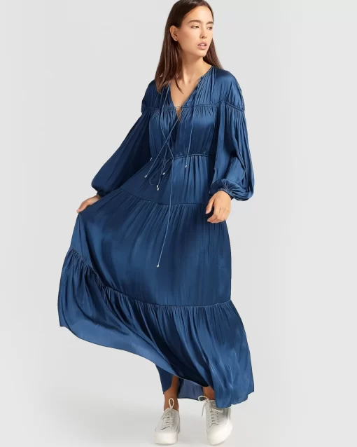 Belle & Bloom Window Seat Tiered Maxi Dress - Blue Sale