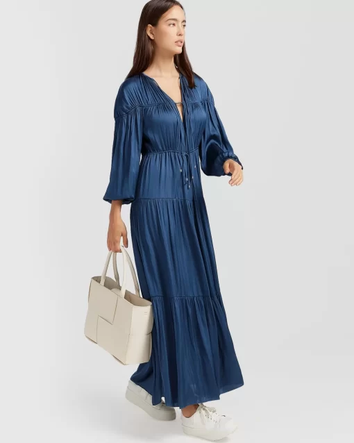 Belle & Bloom Window Seat Tiered Maxi Dress - Blue Sale