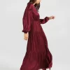 Belle & Bloom Window Seat Tiered Maxi Dress - Merlot Flash Sale