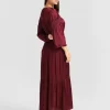 Belle & Bloom Window Seat Tiered Maxi Dress - Merlot Flash Sale