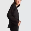 Belle & Bloom Yoko Shirred Chiffon Blouse - Black Clearance