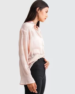 Belle & Bloom Yoko Shirred Chiffon Blouse - Blush Store