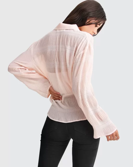 Belle & Bloom Yoko Shirred Chiffon Blouse - Blush Store