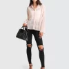 Belle & Bloom Yoko Shirred Chiffon Blouse - Blush Store