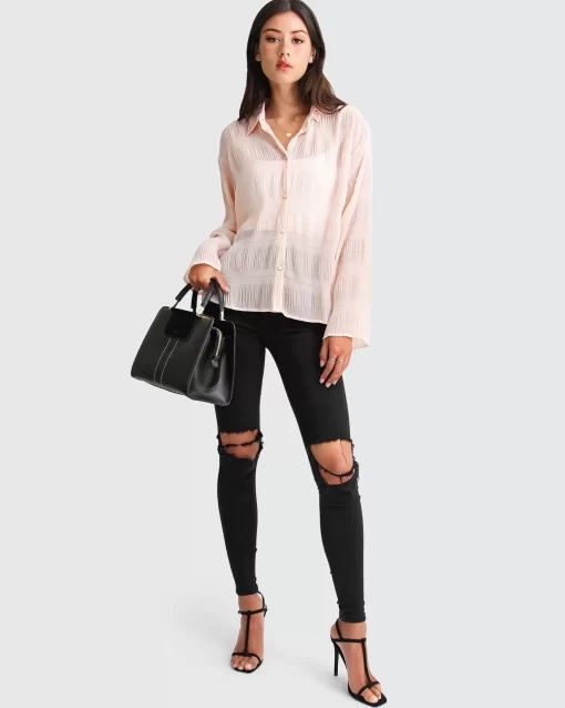 Belle & Bloom Yoko Shirred Chiffon Blouse - Blush Store