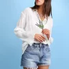 Belle & Bloom Yoko Shirred Chiffon Blouse - Cream Fashion