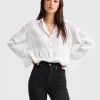 Belle & Bloom Yoko Shirred Chiffon Blouse - Cream Fashion